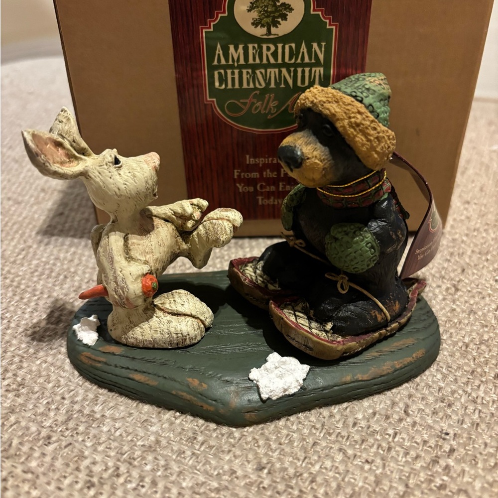 American Chestnut FolkArt AM1124 Petey and Snowshoe Rabbit
